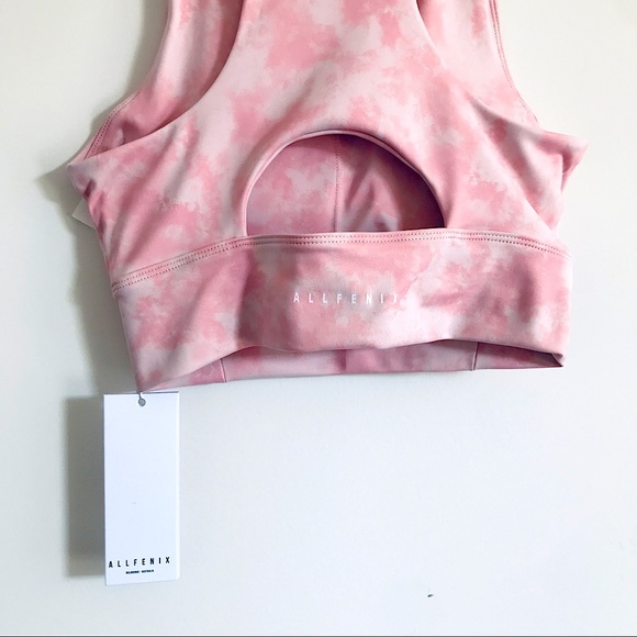 ALL FENIX x ANTHROPOLOGIE BLUSH PINK TIE DYE MOISTURE WICK LONG BRA SIZE MEDIUM - Picture 5 of 14